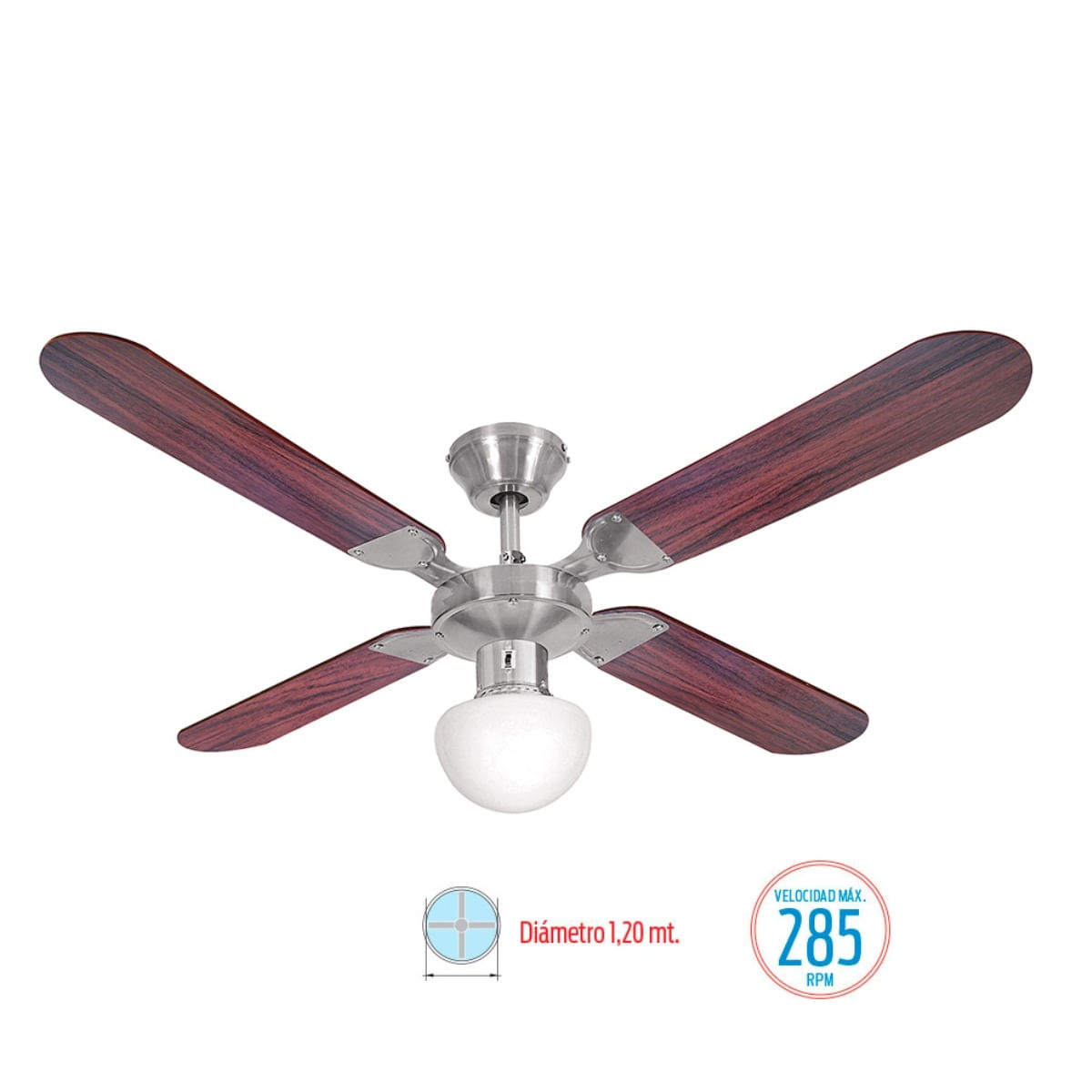 Ventilador de Techo con Lúz 48" Madera Clara/ Madera Tradicional
