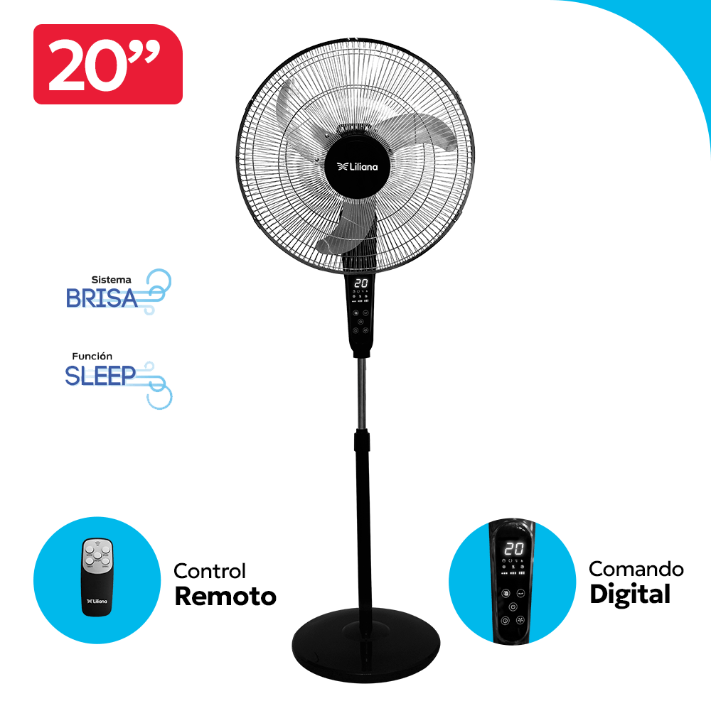 Ventilador De Pie Digital Liliana Vpd20mr 20
